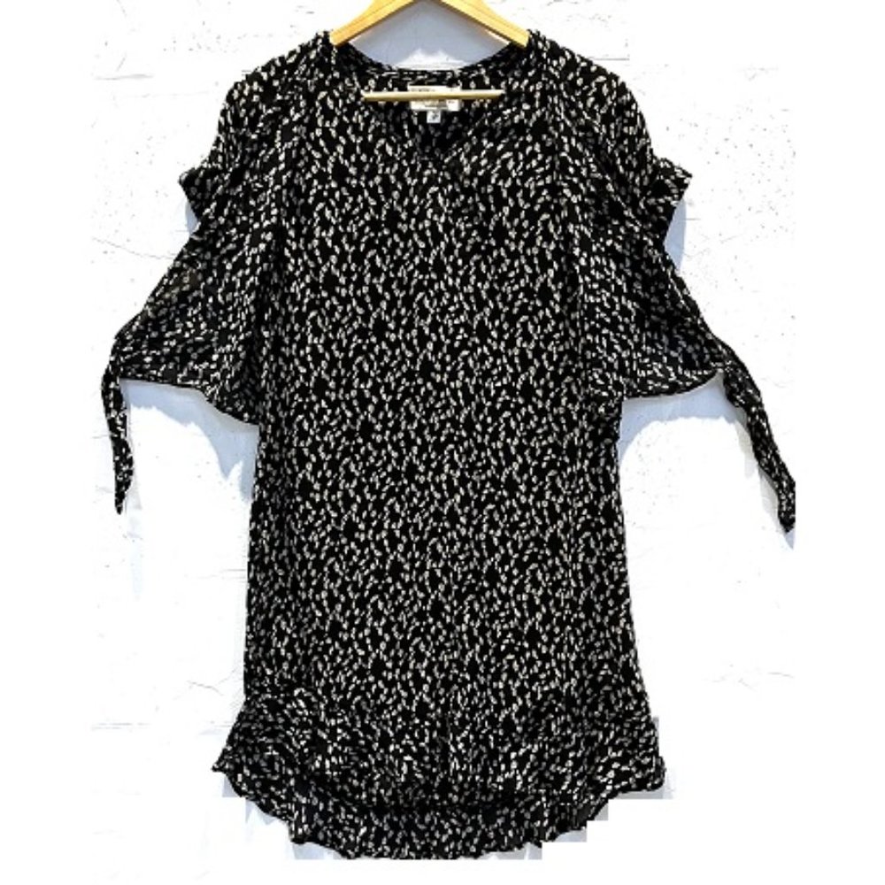 Cloth & Stone Mini Tie Front Short Sleeve Silky Dress - Picture 2 of 7